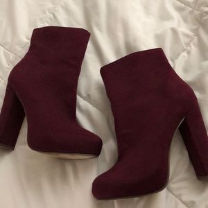 Burgundy booties
